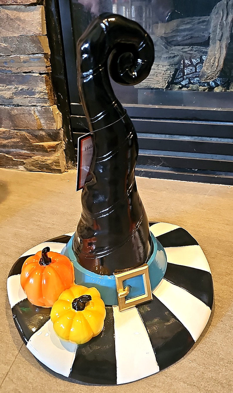 Black & White Striped Witch Hat Halloween Décor McKenzie Inspired Tabletop New